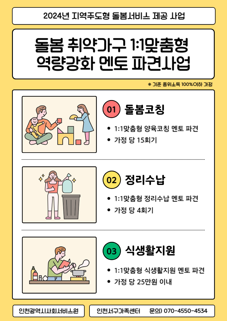 [인천사회서비스원]서구 지역 돌봄 취약가구 1:1맞춤형 역량강화 멘토 파견사업