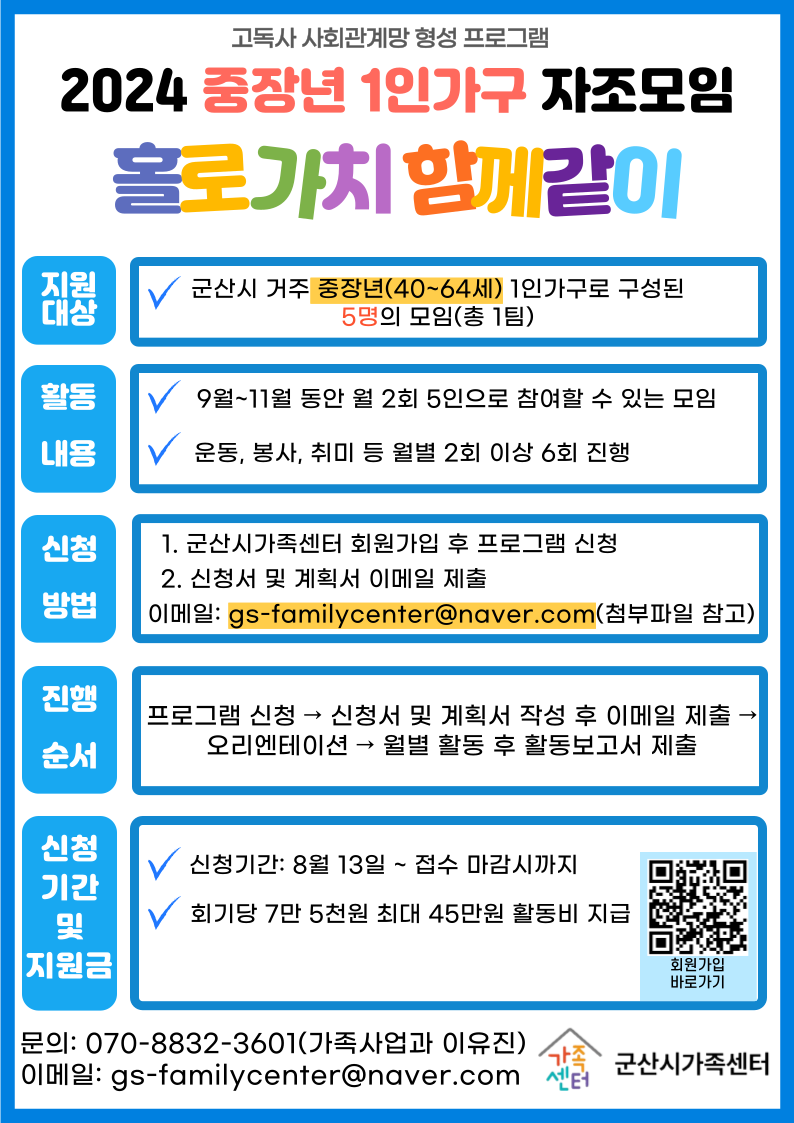 가족돌봄_고독사 예방 사회관계망 형성 프로그램_1인가구 자조모임