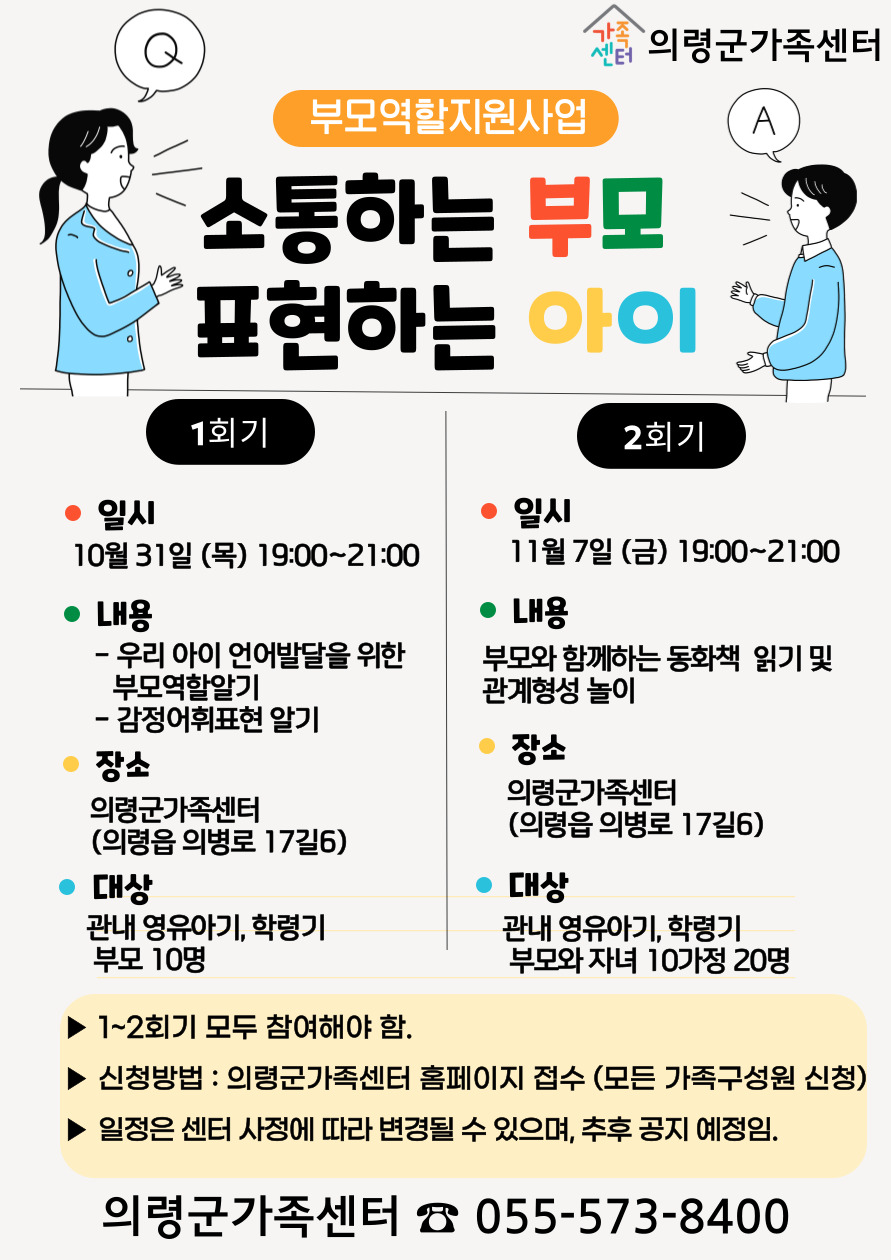 부모역할지원사업 - 소통하는부모, 표현하는 아이